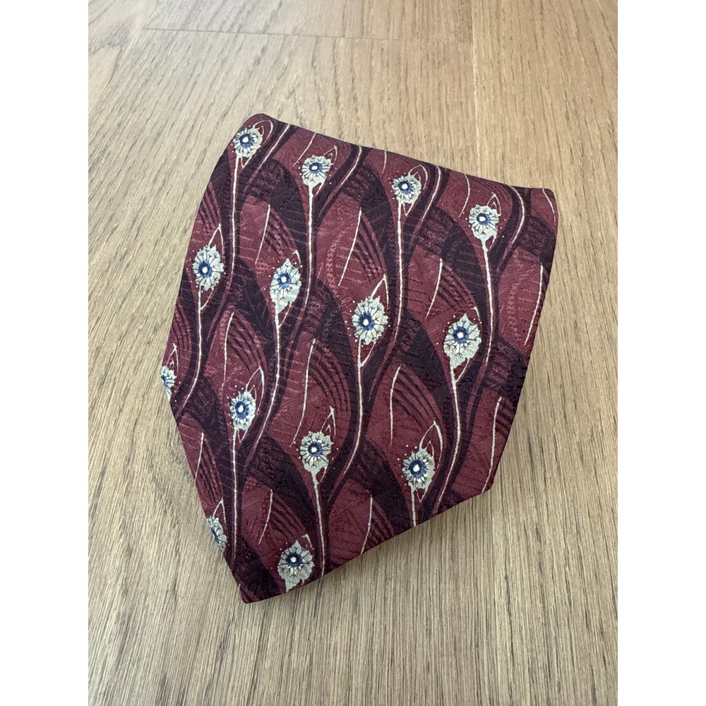Robert Talbott Best of Class Nordstrom Silk Tie Burgundy Abstract Floral USA